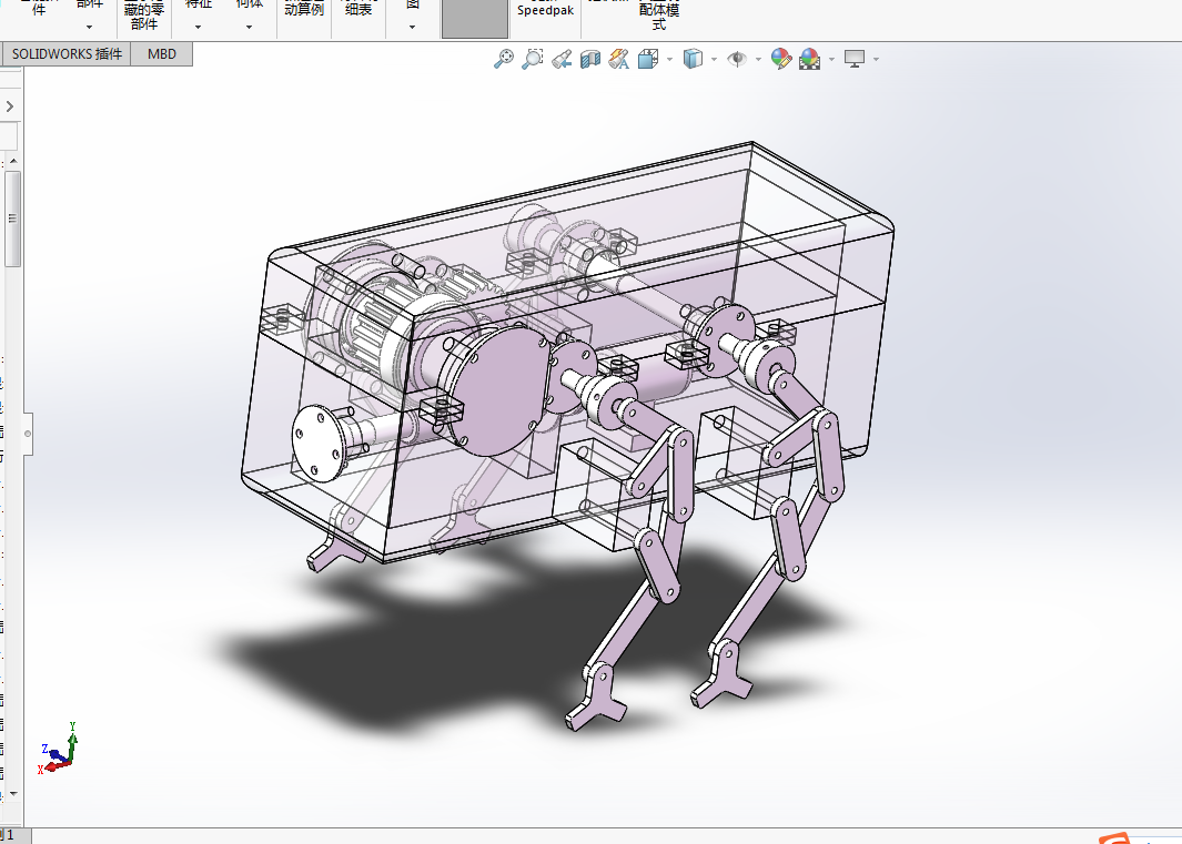 Z891-四足机器人设计[含SW三维图]