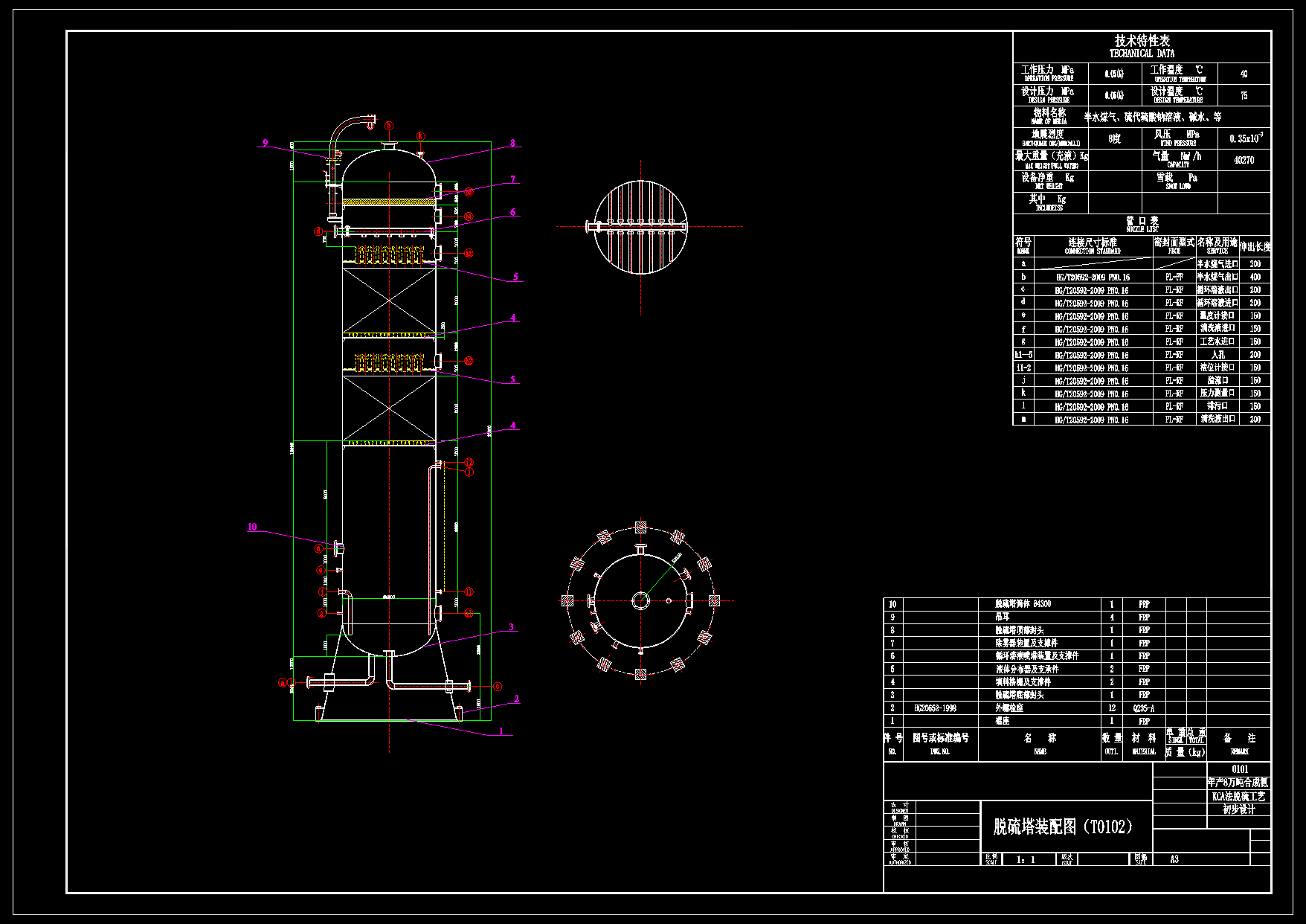 N5002-合成氨KCA法半水煤气脱硫工艺设计