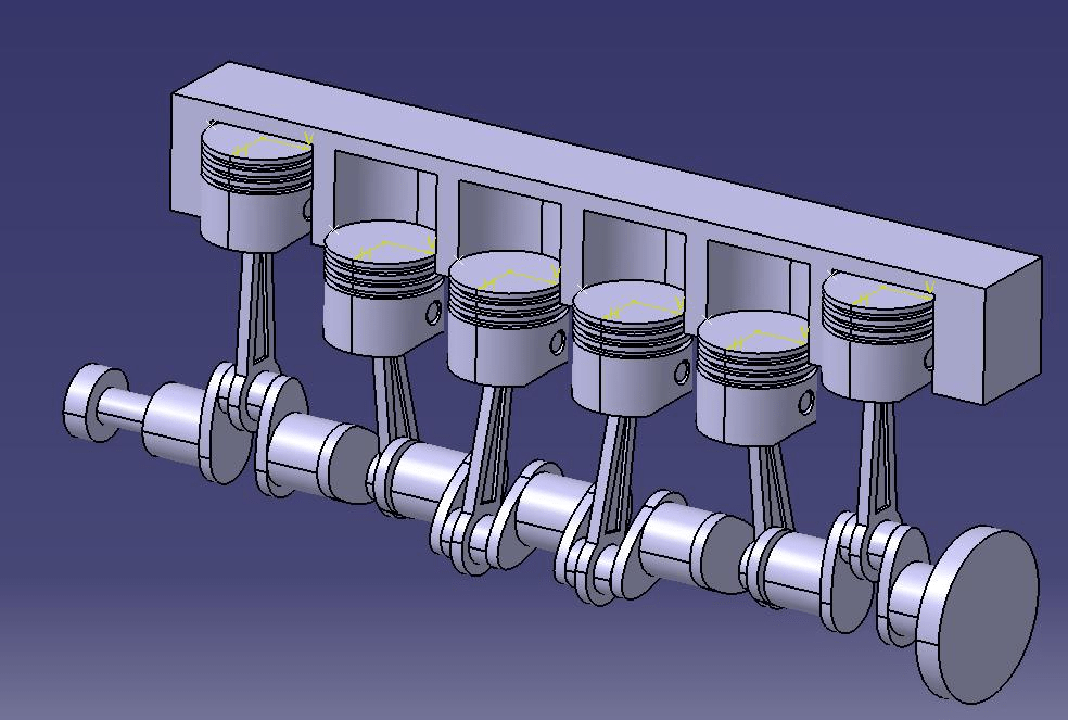 N5068-直列六缸发动机运动模拟及分析【含Catia三维图】