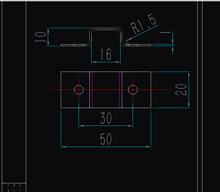 N6308-压板零件冲孔切断弯曲级进模设计-长50